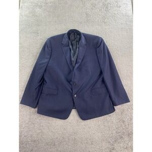 Lauren Ralph Lauren Suit Jacket 50 R Blue Wool Polyester Big Luxury Black Label